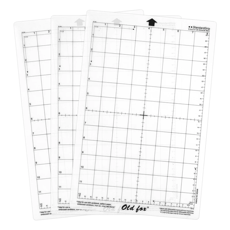 3Pcs Replacement Cutting Mat Adhesive Mat With Measuring Grid 8 By 12-Inch For Silhouette Cameo Cricut Explore Plotter Machine