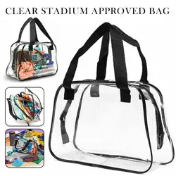 Clear Stadium Approved Tote Bag Transparent Small Handbag for Travel & Concert PVC Cosmetic Bag Tote Bag Travel Toiletries Bag
