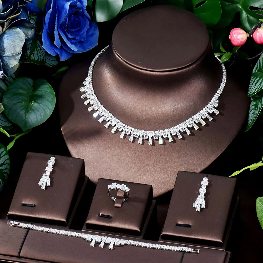 HIBRIDE Loose Feeling Tassel Jewellery Women's Necklace Earrings Glow Set Shopping Gift Party Evening Accessories S-448