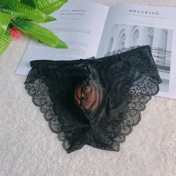 Calcinha de Renda Bolsa Sissy Masculina, Cuecas Sem Costura Transparente, Lingerie Convexa Transparente Transmissível, Gays Imita Cuecas Ultrafinas