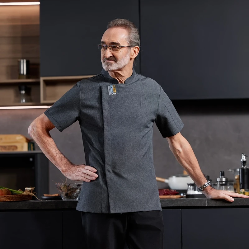 

Chef's Jacket Restaurant Kitchen Cook Work Uniform Waiter Summer Shirt Cooking Costume Barber Catering Bakery Overalls