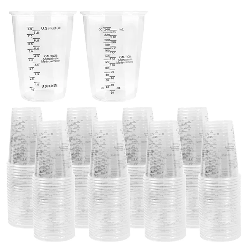 

IALJ-200PCS 8Oz одноразовые мерные стаканчики пластиковые стаканчики для смешивания эпоксидной смолы для выпечки, смешивания пигментов краски легкая установка