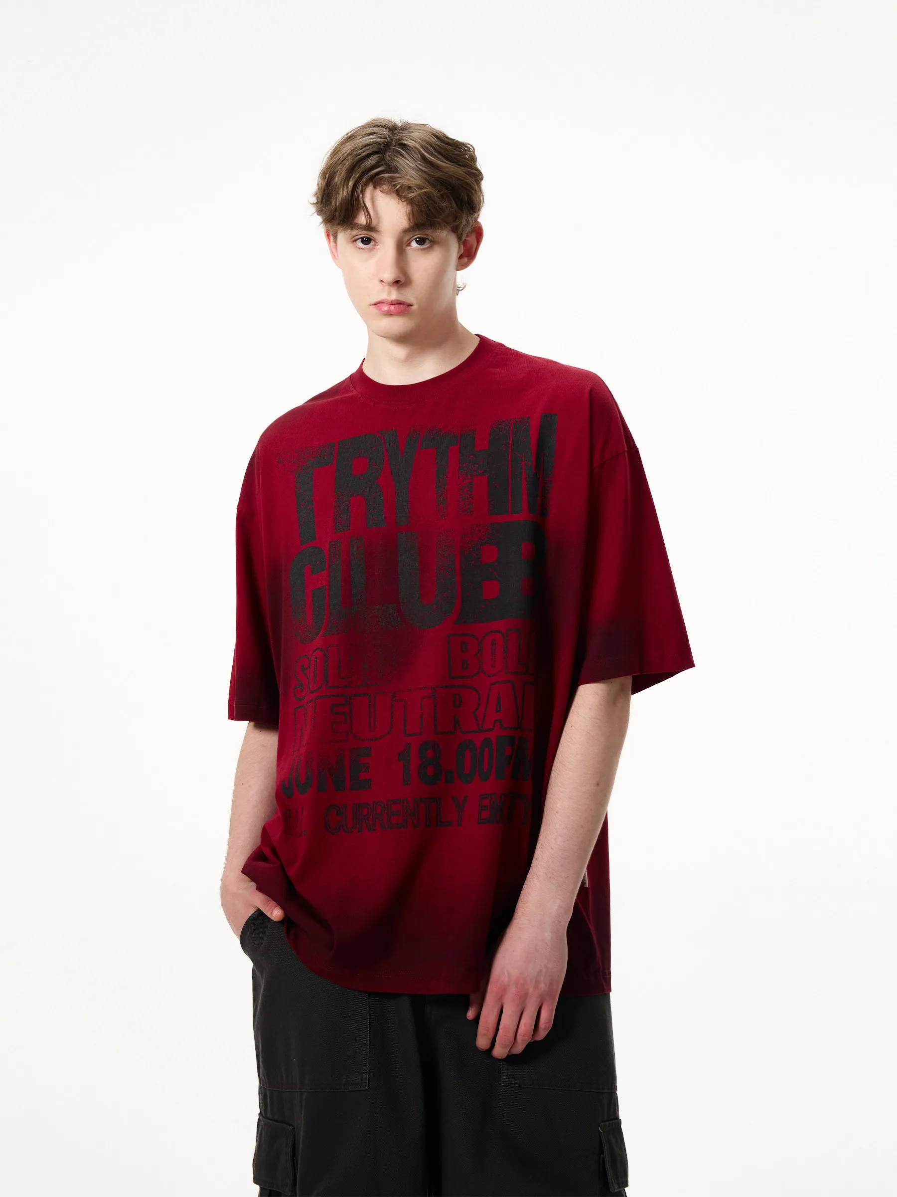 High Street Vintage Cotton Letter Printed Short Sleeved Tees Tshirts Men's and Women's Vibe Trendy T-shirt Round Neck Top