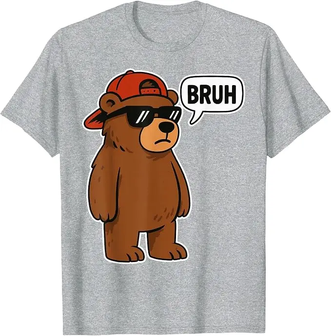 Cool Bruh Bear Herren Damen Jungen Teenager Lustiges Bären-T-Shirt Y2k Wildnis und Sarkasmus Spruch-T-Shirt Baumwolle Kurzarm Grafik-Bekleidung – Detail 7