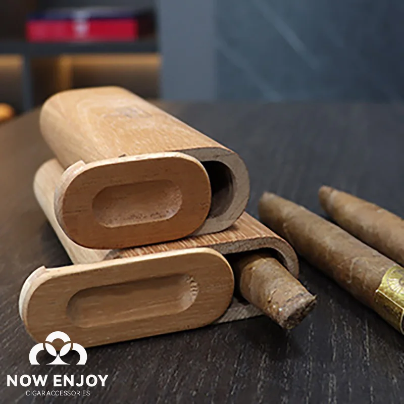 Portable Cigar Case Natural Cedar Wood Travel Tube Moisturize Slide Cover Design, Humidor Smoking Accessories
