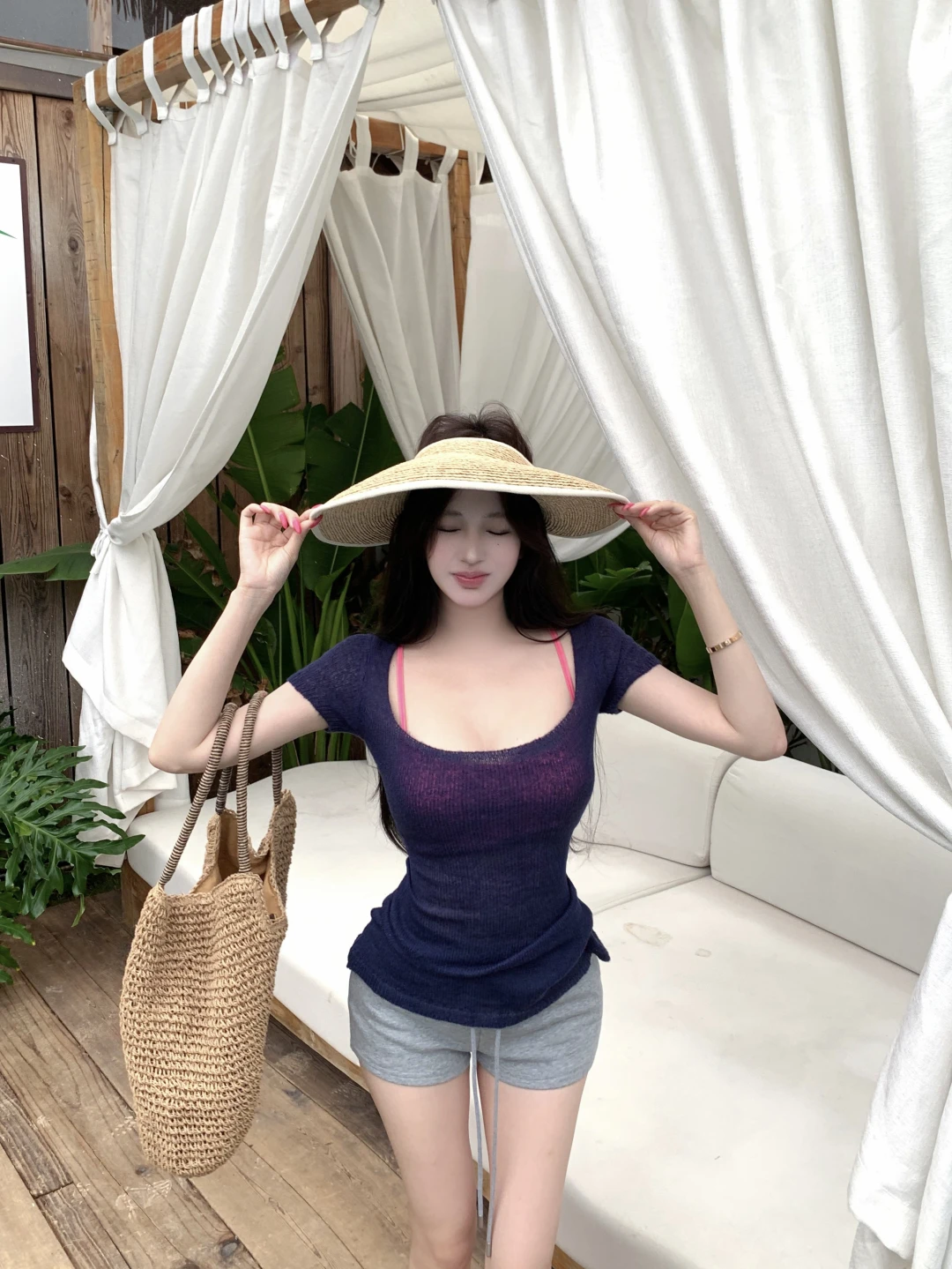 

Spicy Girl Style Two-Piece Set Short Sleeve T-Shirt Camisole Women's Summer Slimming Shorts High Waist Pure Color Fashion Set