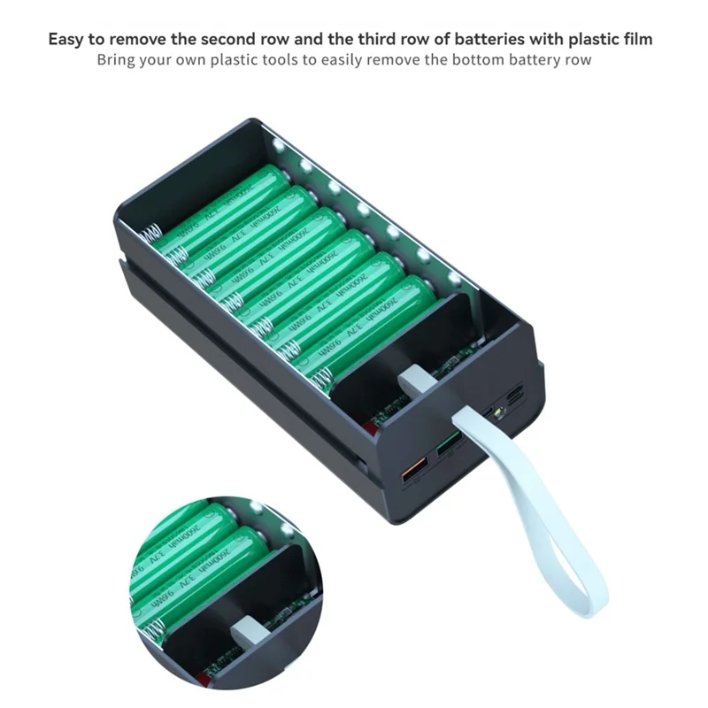 AU61-15W Wireless Fast Charge 21*18650 Powerbank Case PD QC For Phones Charging Push-Pull DIY Mobile Power Bank Shell A