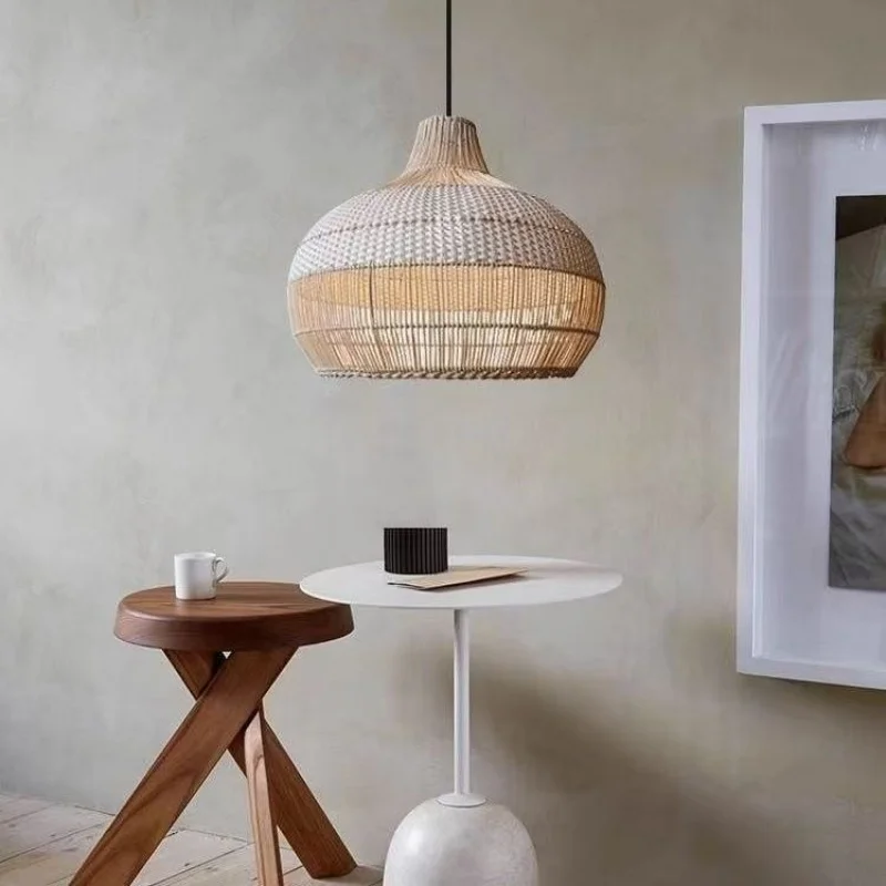 Nordic Rattan Pendant Lights Living Rooms Restaurants Homestays Retro Zen Atmosphere Lighting