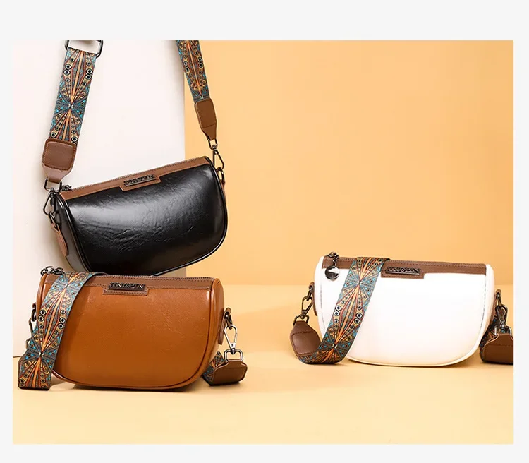 Luxury Oil Wax Genuine Leather Ladies Handbags Fashion Women Shoulder Bags Vintage Solid Color Cow Leather Female Crossbody Sac