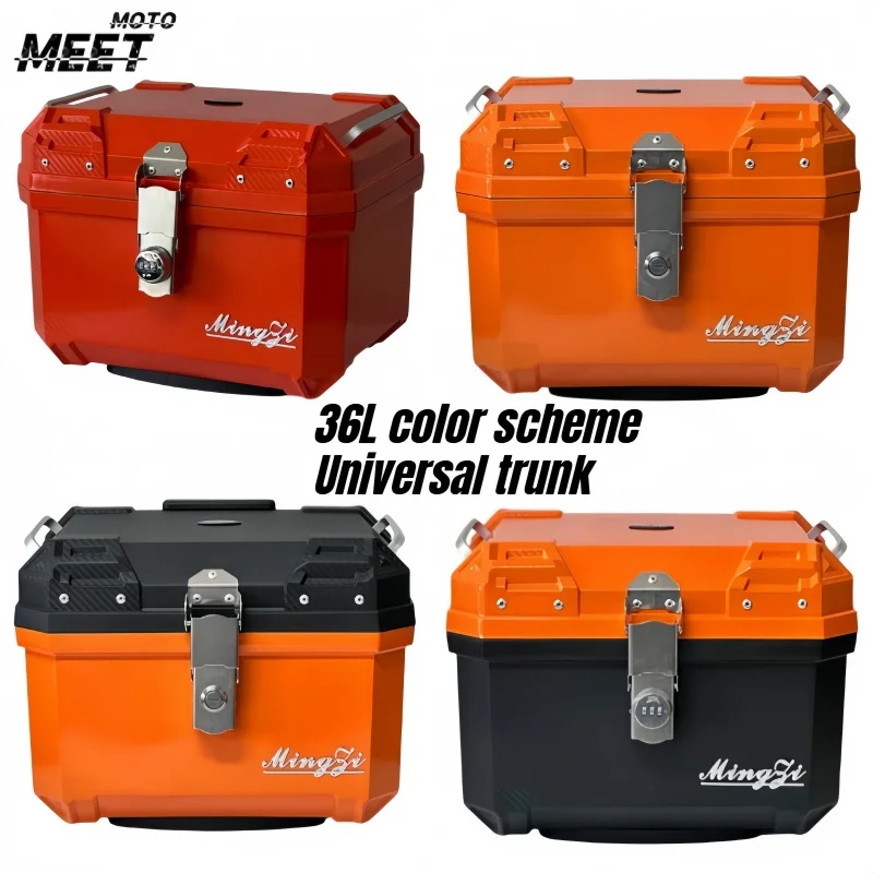 36L Motorcycle Top Case, Universal Waterproof Rear Trunk with Password Lock, Large Capacity Storage Box for Helmet and Luggage