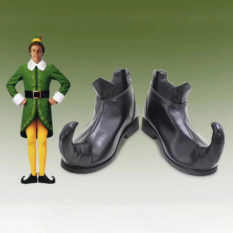 Navidad Elf Buddy Zapatos de cosplay negros Botas Halloween mj:3
