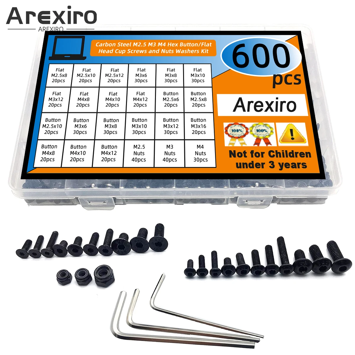 

600 шт. метрический болт, классификация M2,5 M3 M4, углеродистая сталь, шестиугольная кнопка и плоская головка, комплект машинного винта и стопорной гайки