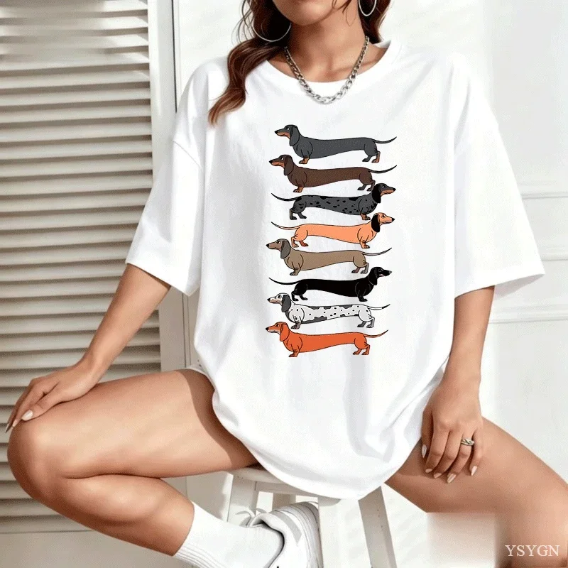Funny Dachshund T-Shirt Wifi Wiener Dog Computer Geek Meme T-Shirts Casual Round Neck Printed Tshirts Streetwear Clothes Tops