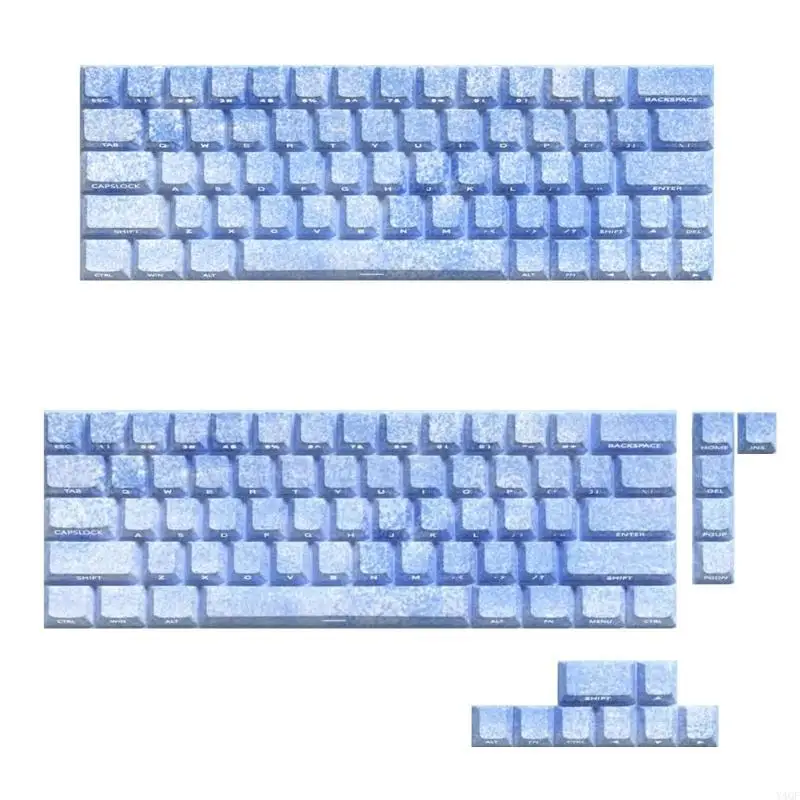 Y4QF 64/74Key KeyCaps Customs Ice Blue KeyCap Set Side Print Backlit Key Caps voor 61/64/68 Mechanische toetsenborden