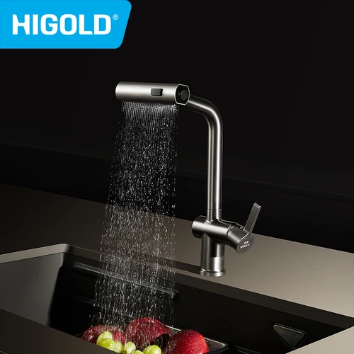 HIGOLD 304 스테인레스 스틸 회전 빗물 빗물 수도꼭지, 다기능 온수 및 냉수 수도꼭지