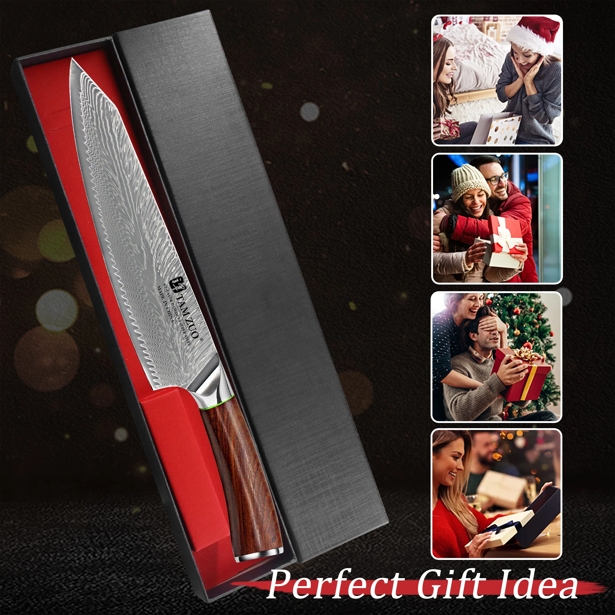 

8.5 Inch Damascus Chef Knife Japanese Damascus Steel Knife High Carbon Meat Cleaver Peeling Fruit Kitchen Knife with Gift Box