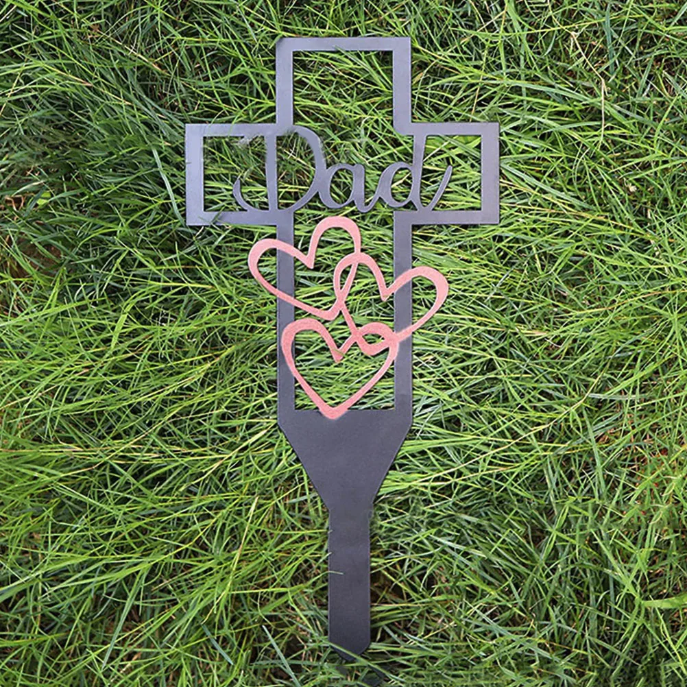 

Cross Cemetery Stake for Graves Decoration Outdoor Ornament Memorial Marker Dad Remembrance Grave Site Decorations