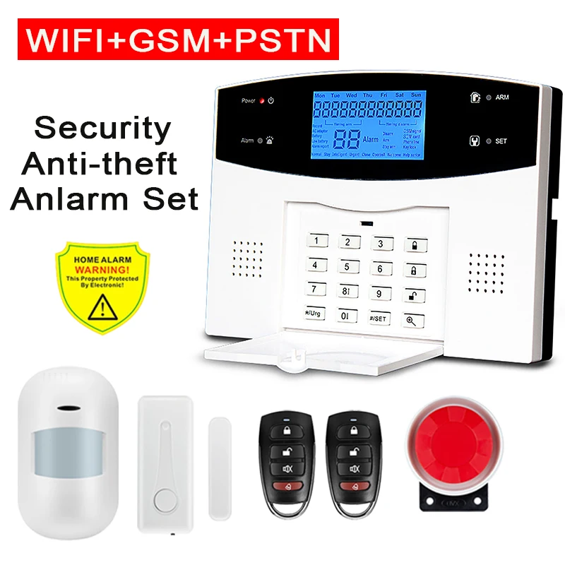 Tuya WIFI GSM Alarm System Kits APP Control Smart Home GSM Security Anti-theft Alarm Set 433MHz Wireless Door Window PIR Sensor