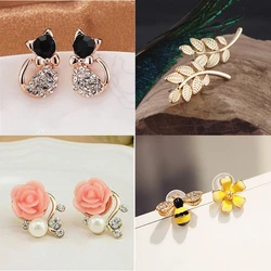 2024 New Fashion Woman Punk Rock Retro Flower Leaves Earrings Music Earrings Cat Bow Cherry Earrings Female Brincos