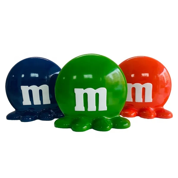 Custom Resin Cartoon M&M Bean Doll Sculpture For Living Room Shopping Mall Art Decorations