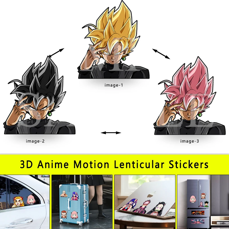 Dragon Ball Black Goku 3D Anime Motion Sticker Waterproof Decals for Cars,Laptop,Refrigerator,Suitcase,Window,Wall,Etc Toy Gift