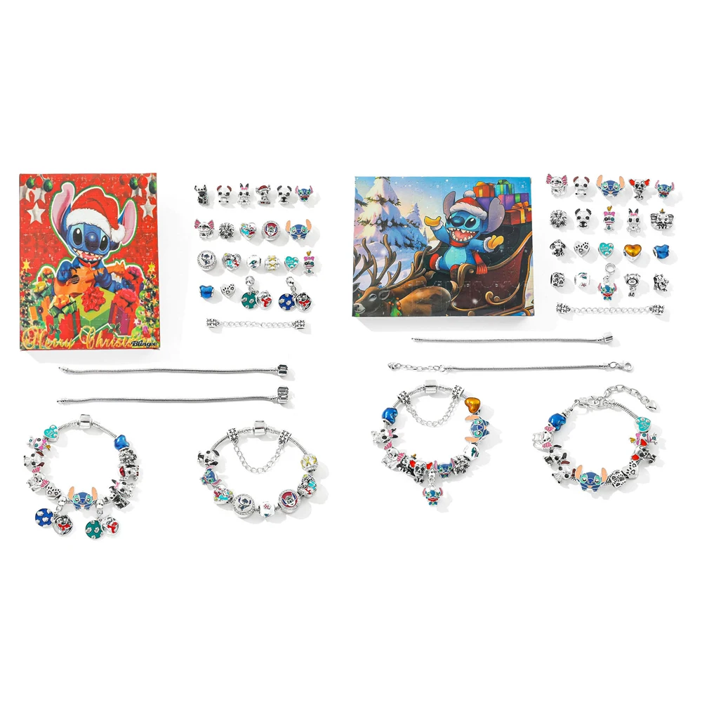 Disney Stitch Christmas Advent Calendar Bracelets Xmas Countdown Calendar Diy Making Kit Girl Gift Ornament