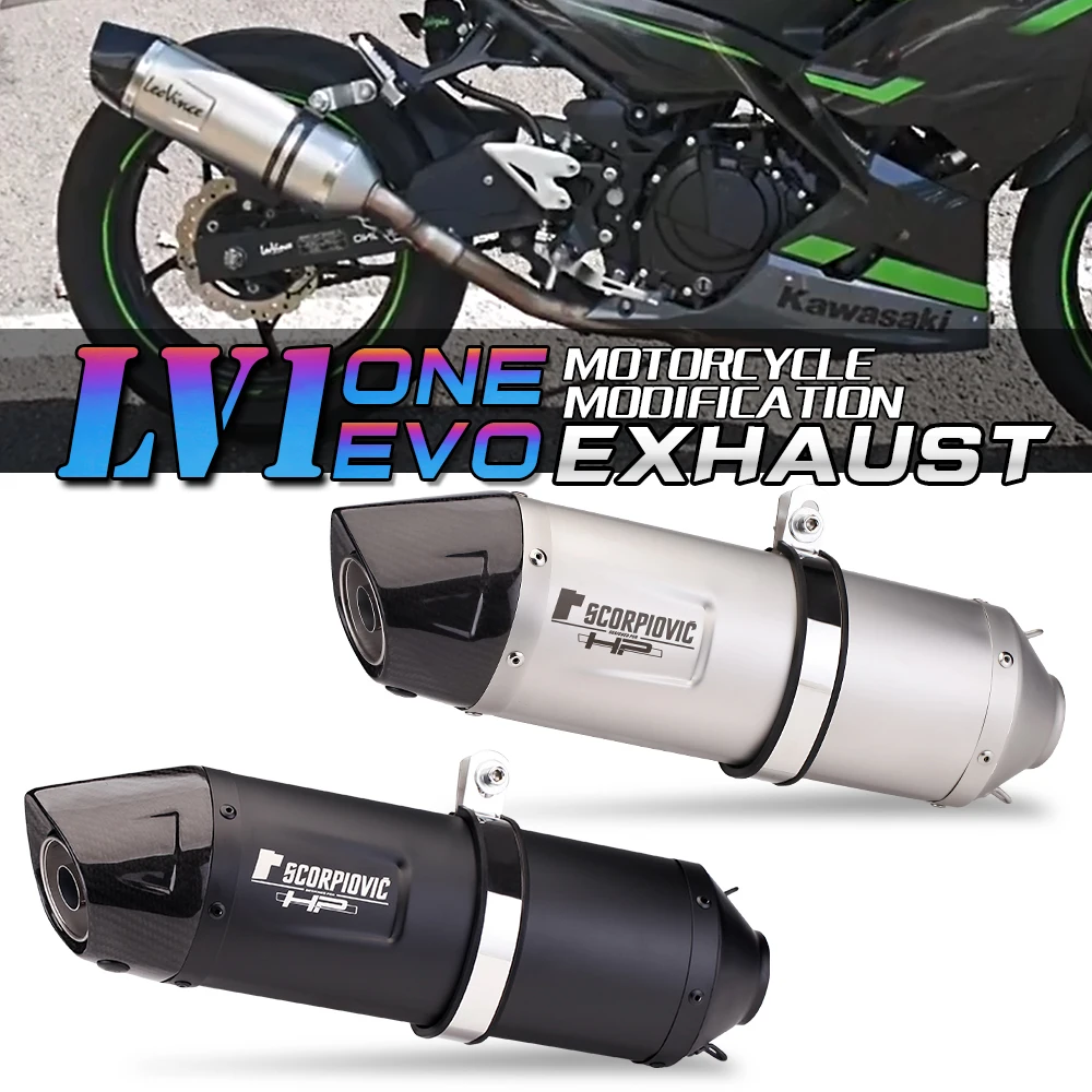 Universal Motorcycle LV1 Slip On Exhaust Pipe Muffler Escape moto For MT07 MT09 CBR1000 Z400 R1 R3 R6 CBR300