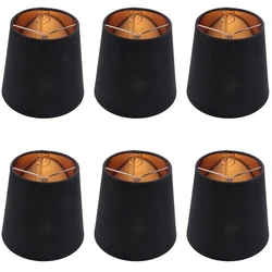 Black Lamp Shades With Gold Lining Clip On Light Shades Candle Chandelier Lampshades, Set Of 6