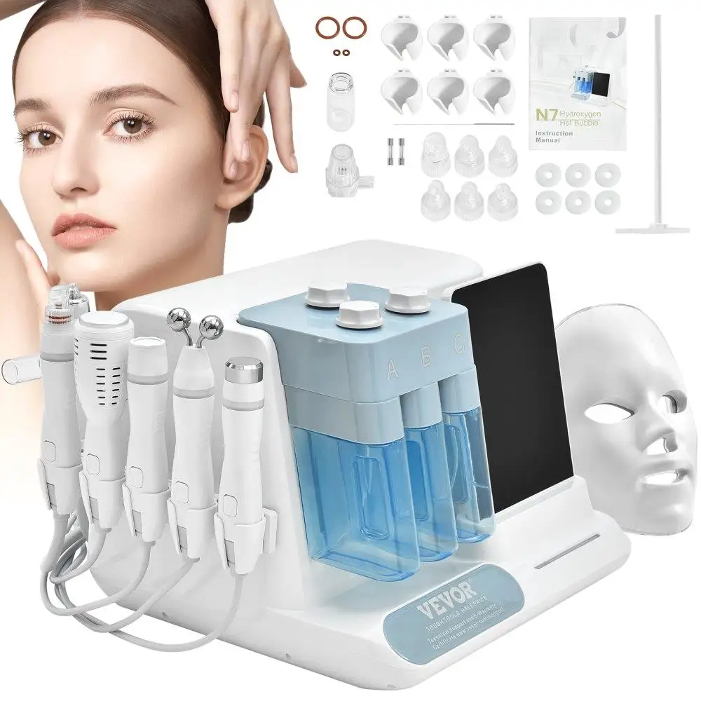 

8 in 1 Hydrogen Oxygen Facial Machine for Professional Use with LCD Screen Microcurrent Probe and Bipolar RF Technology