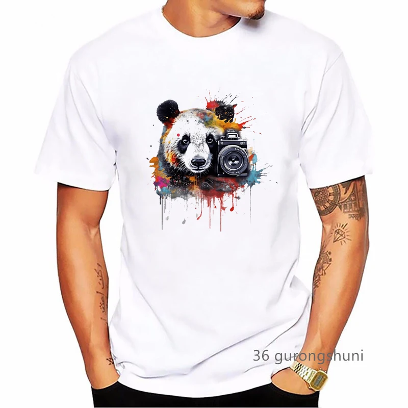 Watercolor Colorful Dog/Parrot/Rabbit/Bird/Panda Print T Shirt Men'S Clothing Harajuku Kawaii T-Shirt Homme Summer Tops Tshirt