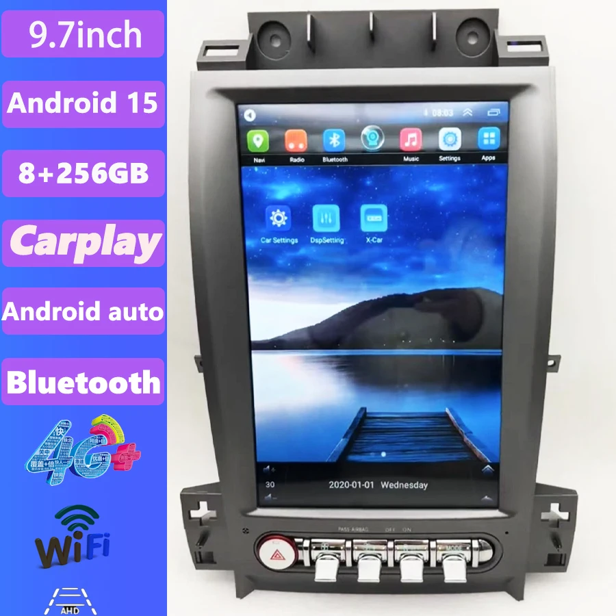 

12.8'' vertical Screen Android 15 For Ford Taurus 2010-2019 Car Radio GPS Carplay Head Unit Multimedia Video Player Carplay Auto