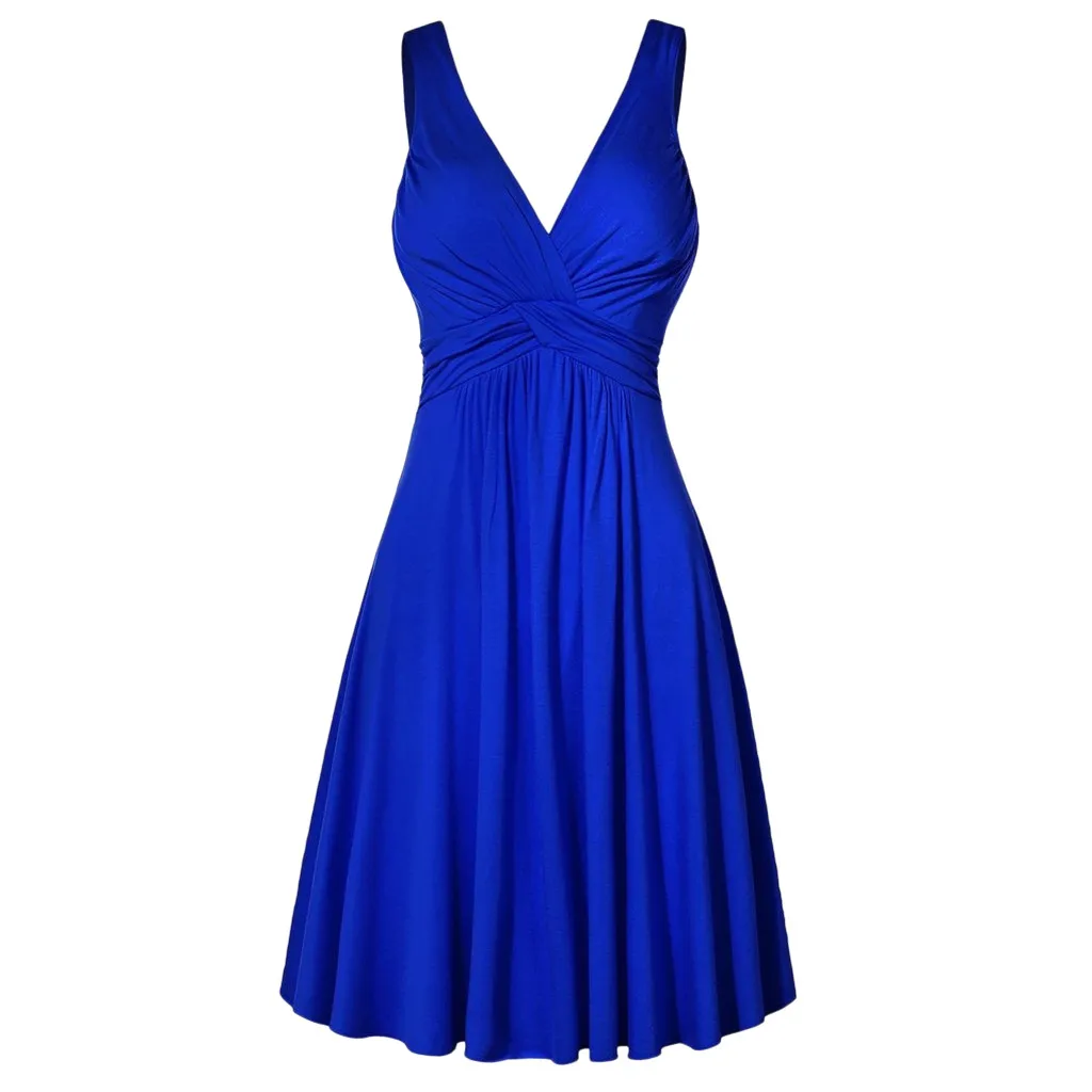 Plus Size Sling Pleated Slim Flare Skirt Dresses Women V-neck Cocktail Party Dress Gown Retro Vestidos de fiesta Female Sundress