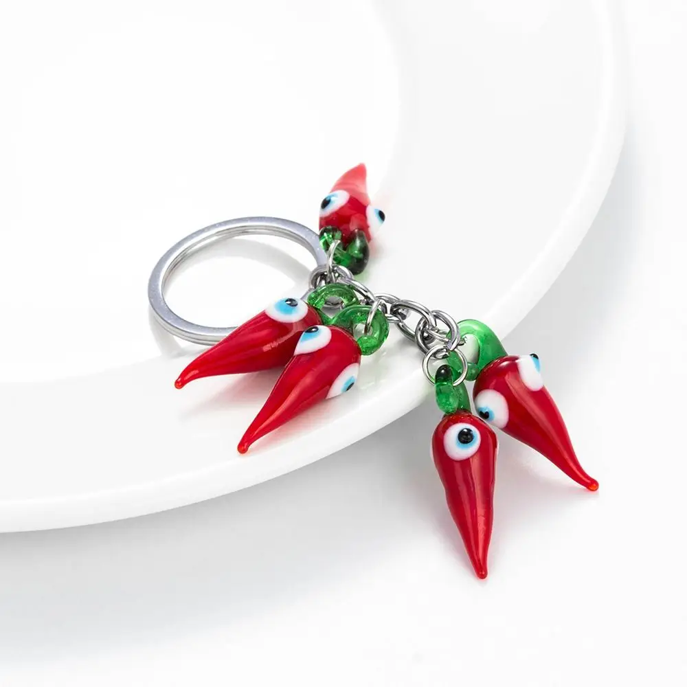 Evil Eye Lucky Eye Red Chilli keychain Red Chilli Cartoon Evil Eye keychain Fashion Durable Car Key Chain Jewelry Gifts