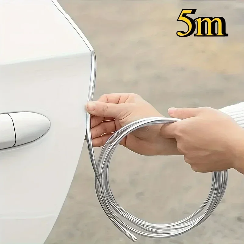 5m Universal U Shape Custom Chrome Plated DIY Moulding Trim Strip Line for Sedan Car Pickup Air Vent Door Edge Decoration