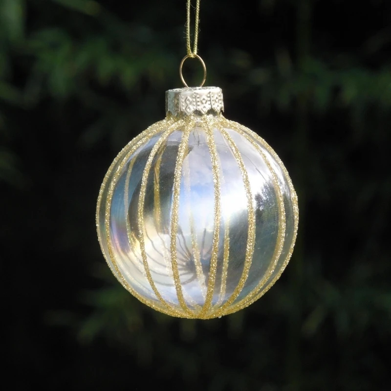 

12pcs/pack Diameter=6cm 8cm 10cm Round Shape Gold Painting Transparent Glass Globe Home Decoration Christmas Day Hanging Pendant