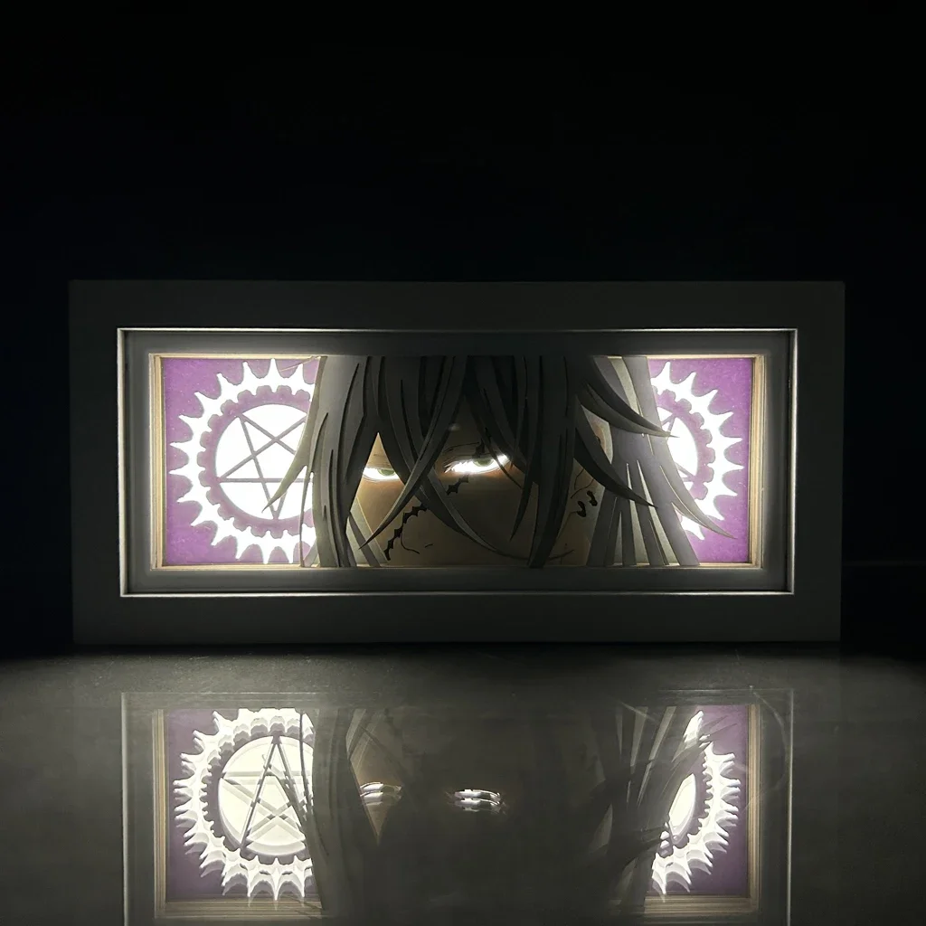 Black Butler Anime Periphery Ciel Figura Led Light Paper Cut Shadow Box Sebastian Figures Lightbox Ornaments Birthday Gifts Toys