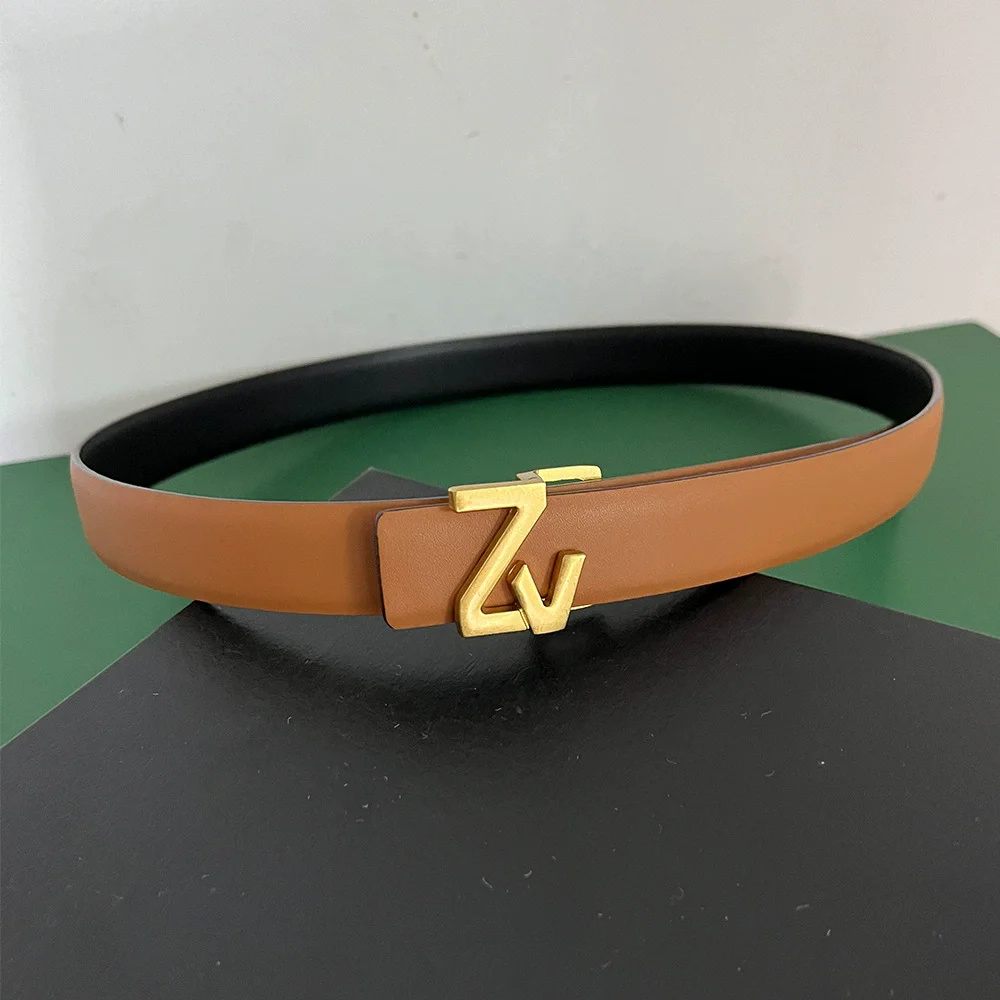 Cintura di marca in pelle reversibile sottile di lusso da 25 mm Cintura da donna di design da donna Cintura da donna Cintura in vita Abito chic Cintura da festa per jeans