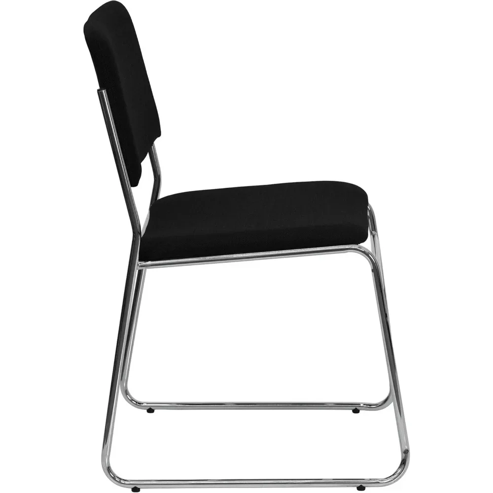 Chaises Empilables en Tissu Haute Densité pour Salles d'Attente et Bureau, Chaises avec Sièges Rembourrés, Noir, Lot de 5