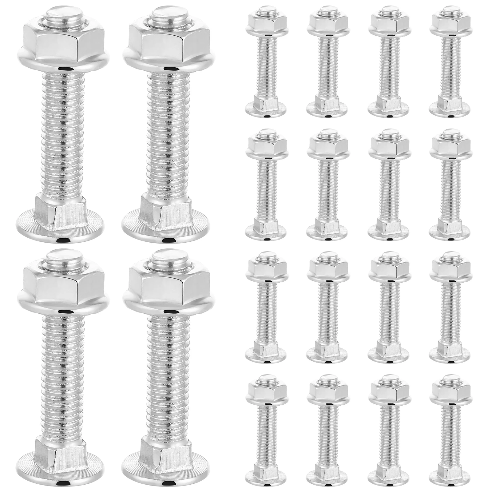 

20 set 20 Sets Carriage Bolt Kit Fully Threaded Screw Nuts Silver Zinc Plated Carbon Steel Hardware Solution Long Term Use Wide