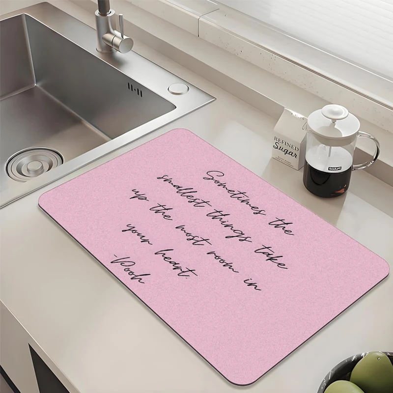 

Disney Winnie the Pooh Quote Drying Mat Absorbent Non-slip Quick Dry Pad for Kitchen Sink