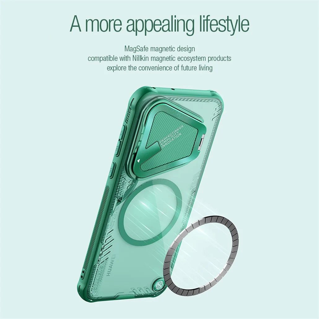 MagSafe Case For Huawei Pura 70 Pro / Pura70 Pro+ Plus NILLKIN Iceblade Prop Clear Magnetic Case Flip-style Holder Camera Cover