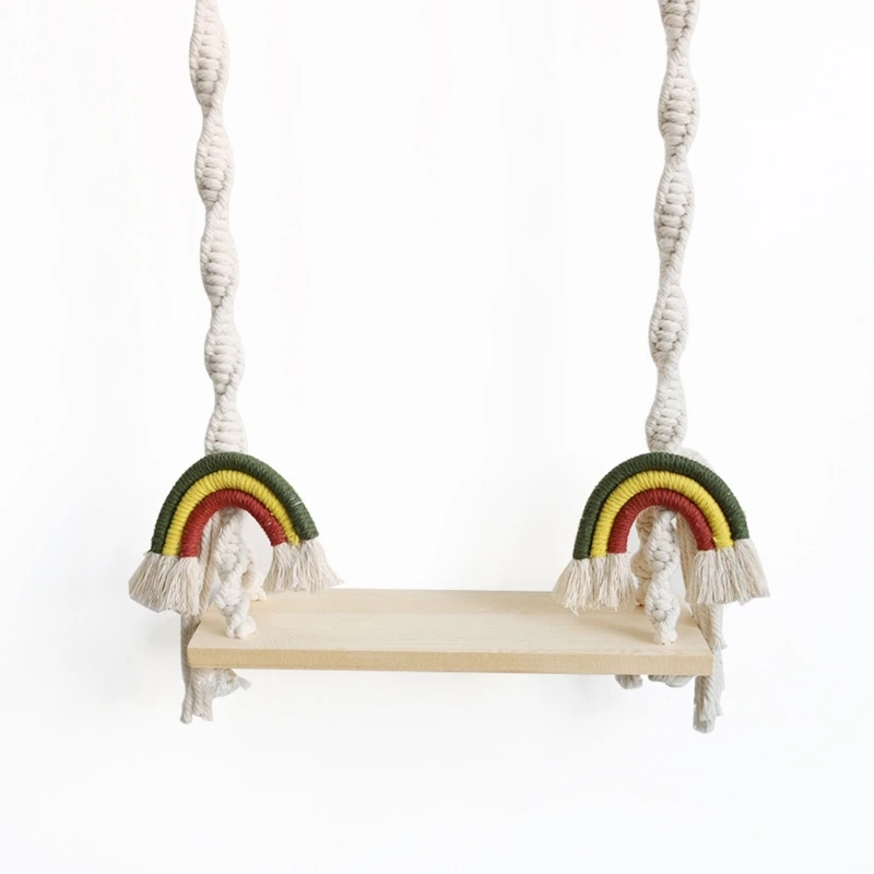 

N80C Newborn Photography Prop Wooden Swing Newborn Posing Props Macrame Swing Vintage