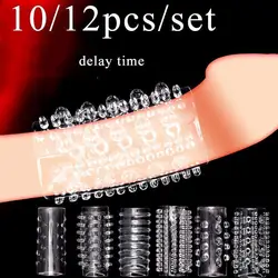 Penis Extension Sleeve Reusable Penis Condom Stretchy Delay Ejaculation Cock Penis Enhancer Sleeve Sheath Sexy Toys for Couple