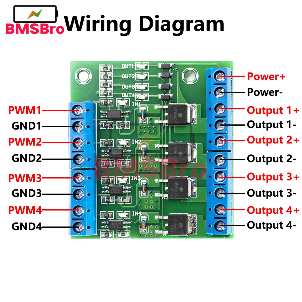 4-Channel MOS PLC Amplifier Board Driver Module PWM 3-20V to 3.7-27V DC 10A Board Driver 4-Channel MOSFET PLC Amplifier