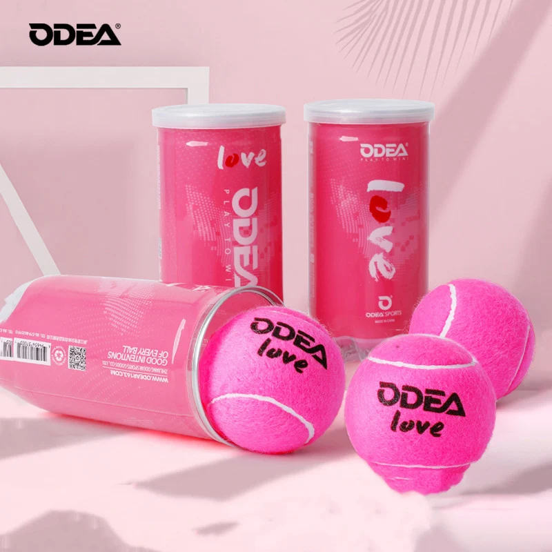 ODEA Training Tennis Ball 2 Ball/Barrel Pink-Limited Love Model Tennis High Elasticity Resistant Durable Outdoor Training Balls