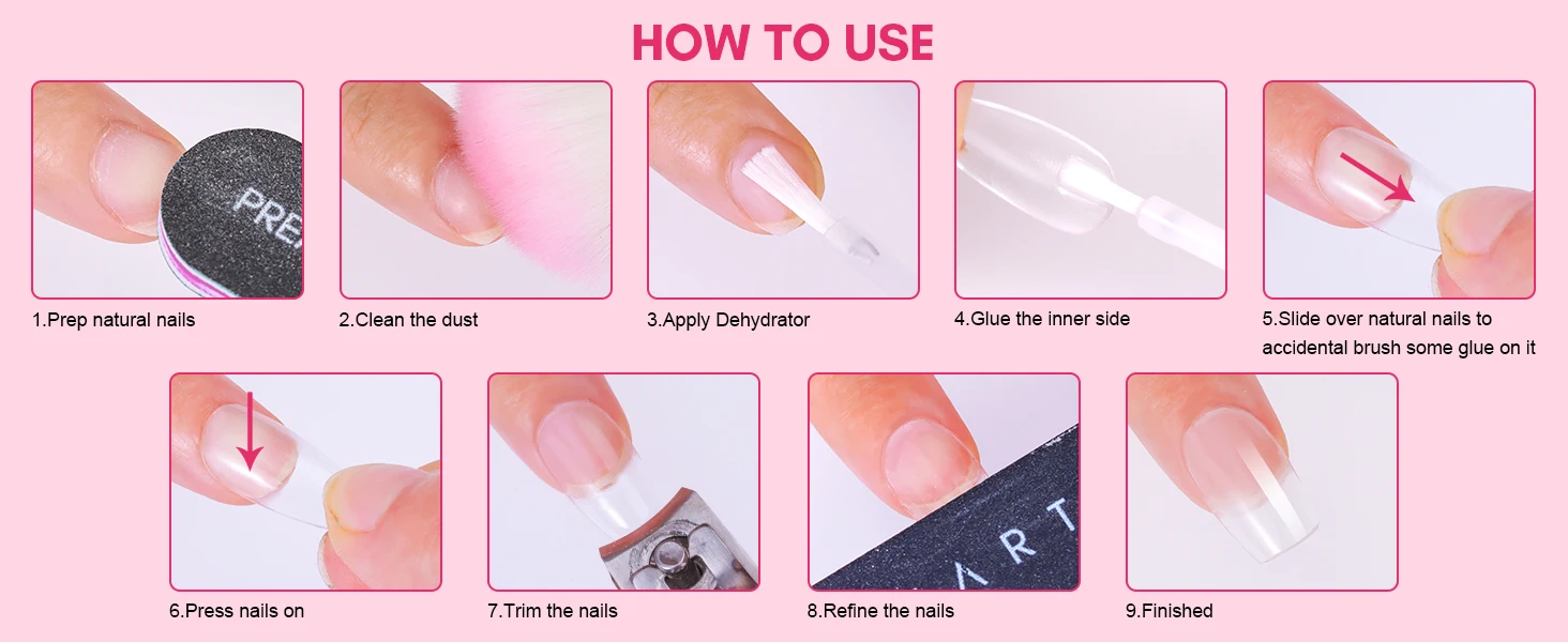 Makartt Künstliche Nagelspitzen 500 Stück Mandelform Vollabdeckung Gel-Spitzen Falsche Acrylnägel Stiletto Coffin Press-on Nägel Klar Natürlich – Detail 10