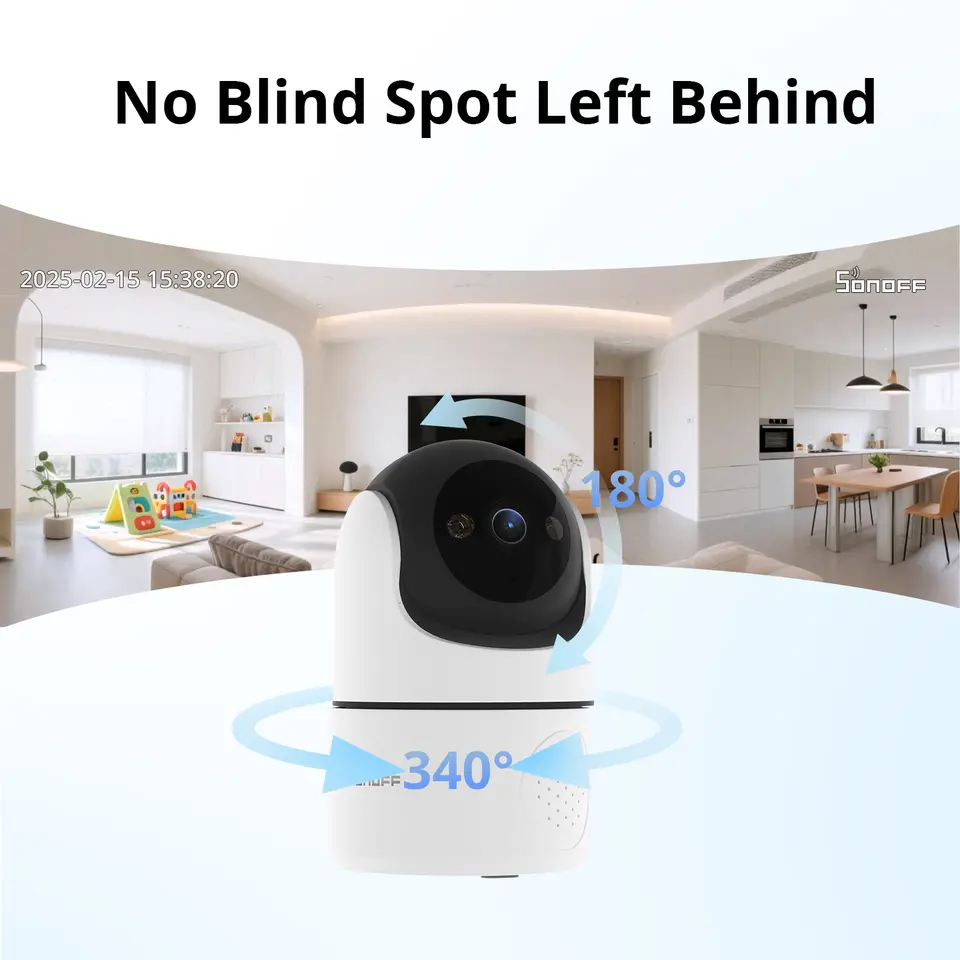 SONOFF CAM PT2 كاميرا أمان منزلية ذكية رؤية ليلية ذكية عرض بانورامي 360 درجة مراقبة عن بعد بدقة HD مع تفاعل في الوقت الفعلي - 3