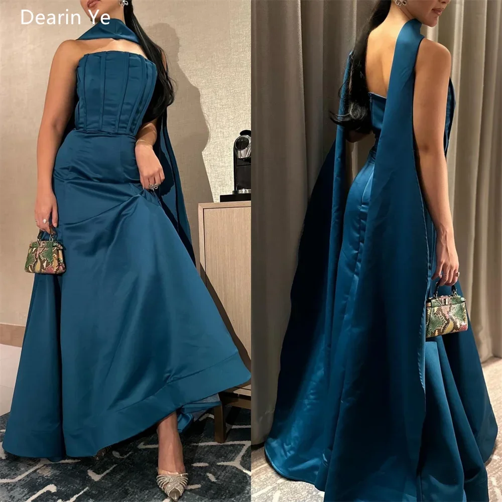 

Customized Formal Gown Dearin Strapless A-line Floor Length Skirts Draped Sleeveless Stole Bespoke Occasion Dresses Prom Evening