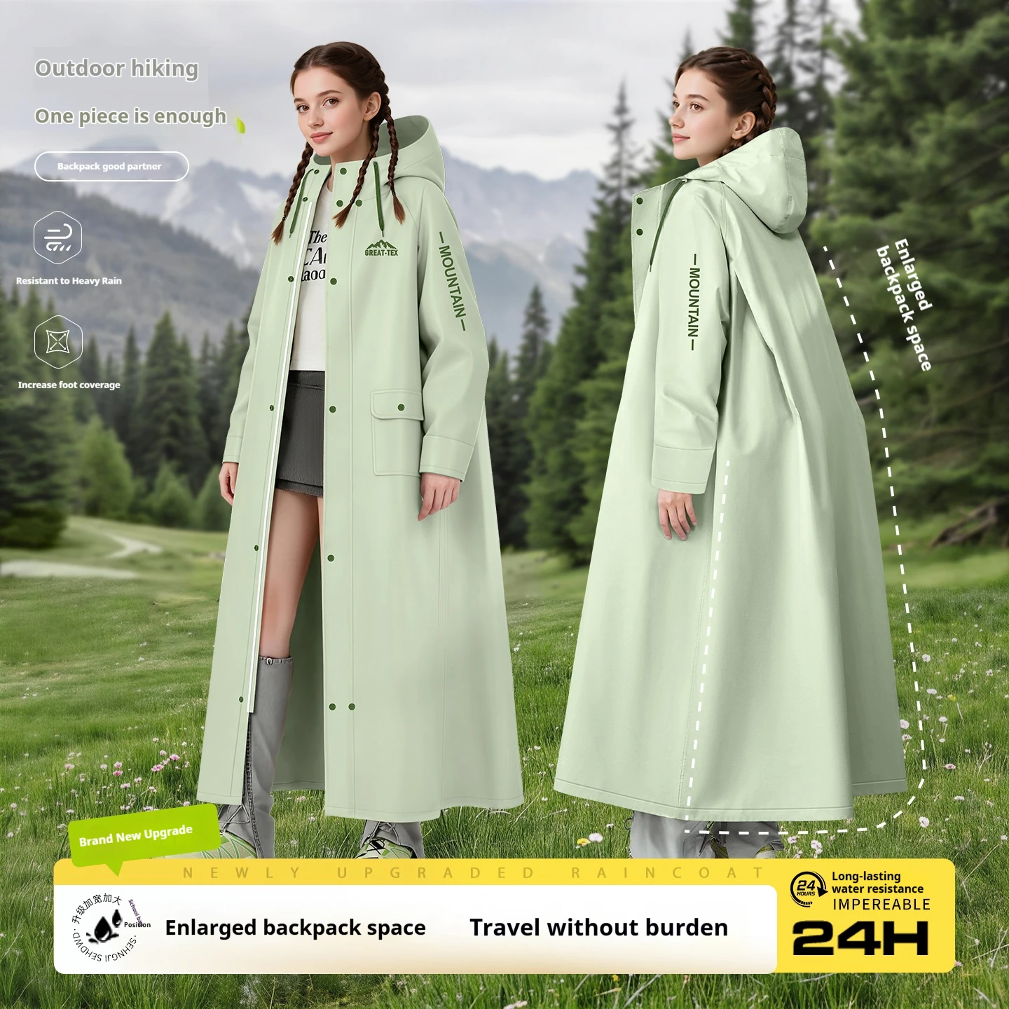 Unisex Long Full Body EVA Rain Poncho Waterproof Electric Vehicle Single Person Conjoined Rainstorm Proof Cover for Men  Women