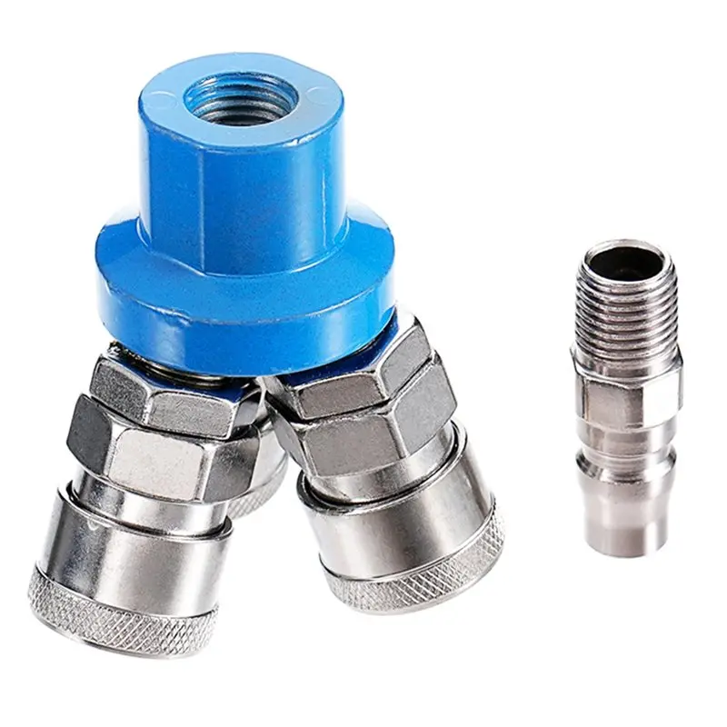 CJSD-3 Way Manifold Splitter Coupler Quick Connect Air Hose Splitter Universal Type Male Thread Swivel Air Compressor Connector #1